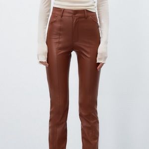 Zara Faux Leather Pants with Slit